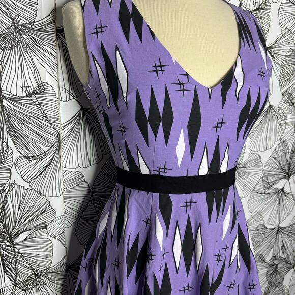 SOURPUSS RETRO DIAMONDS DRESS LILAC Fit and Flare Sleeveless Women’s Size Small - Picture 13 of 14